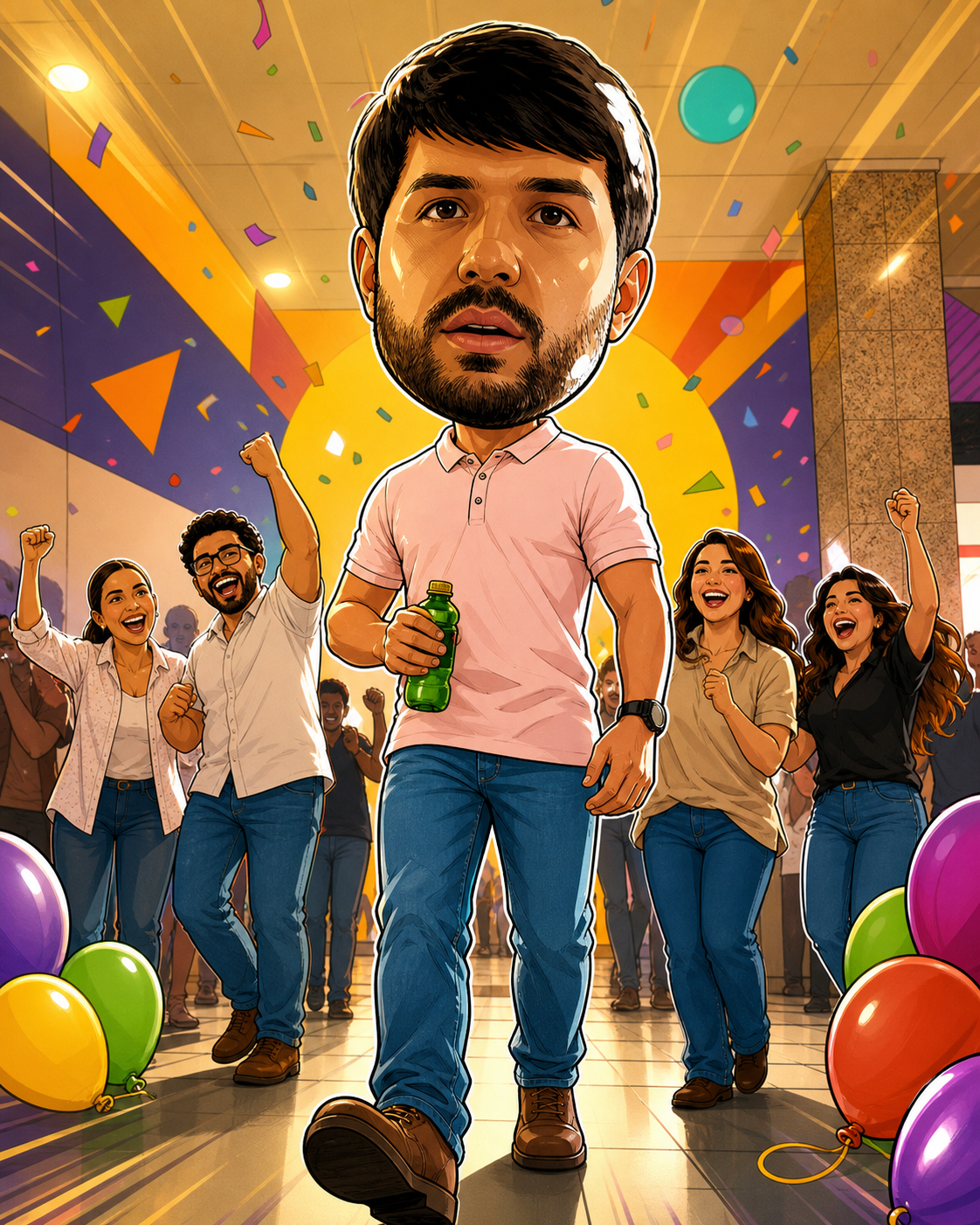 Moisés em ilustração liderando uma festa