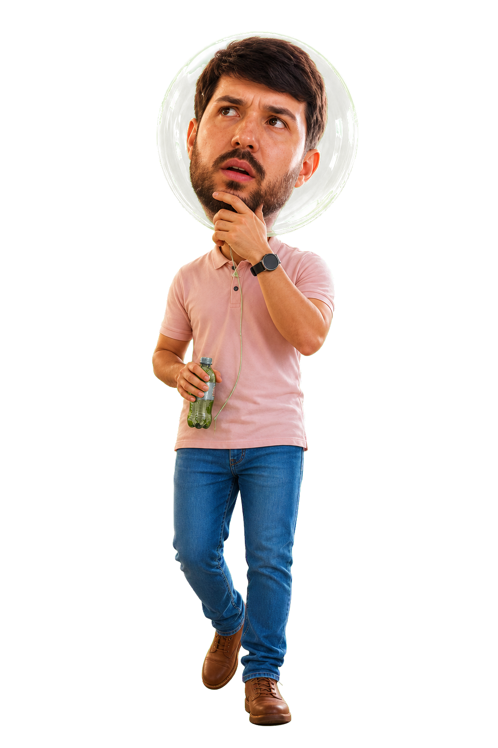 Moisés pensativo com cabeção